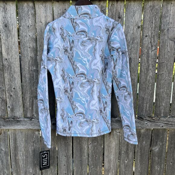 NILS Robin Half Zip Turtleneck Mid-Layer, Ice Blue Marble- XS - Picture 7 of 9